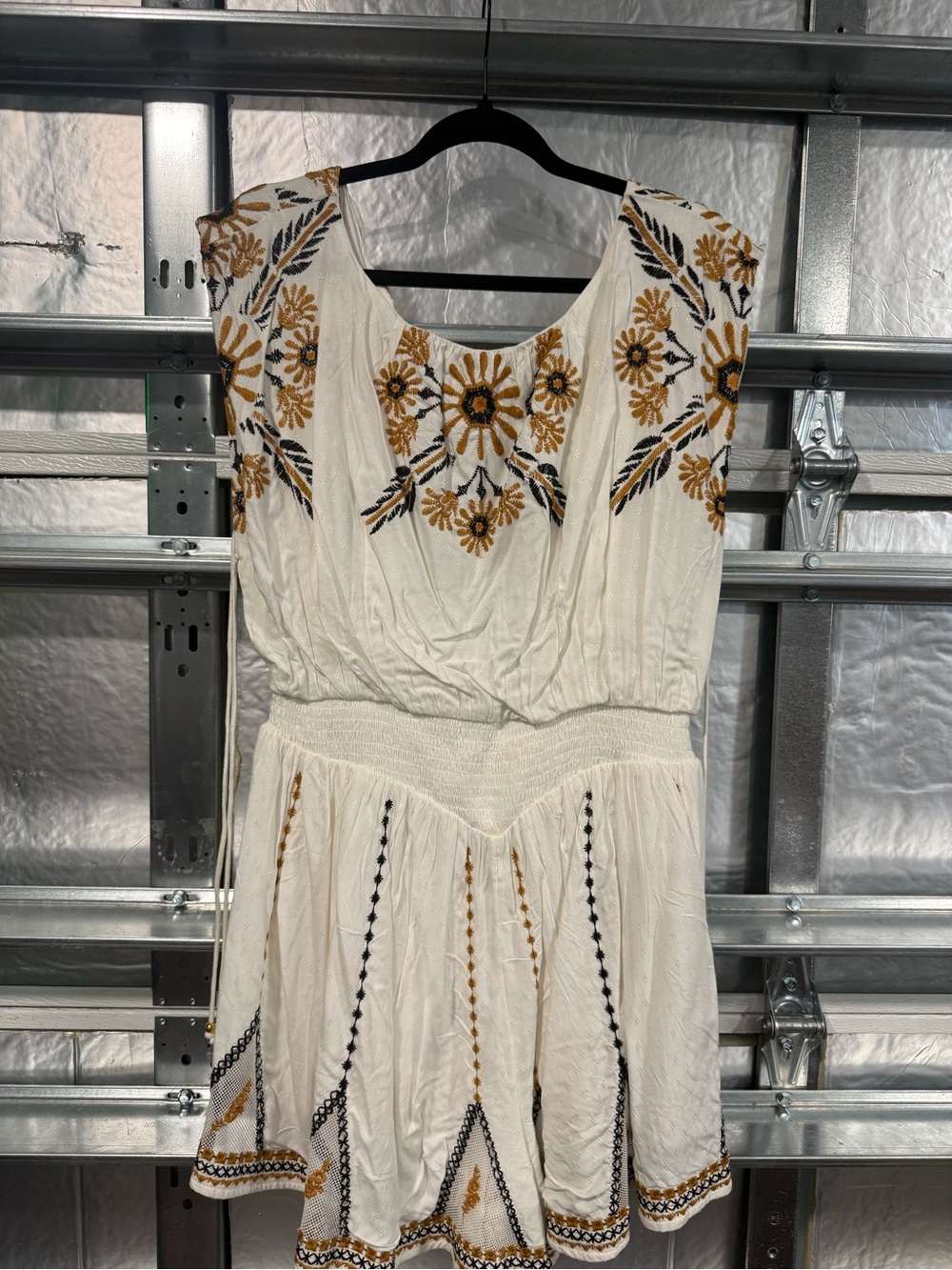 Free People White Embroidered Romper Boho